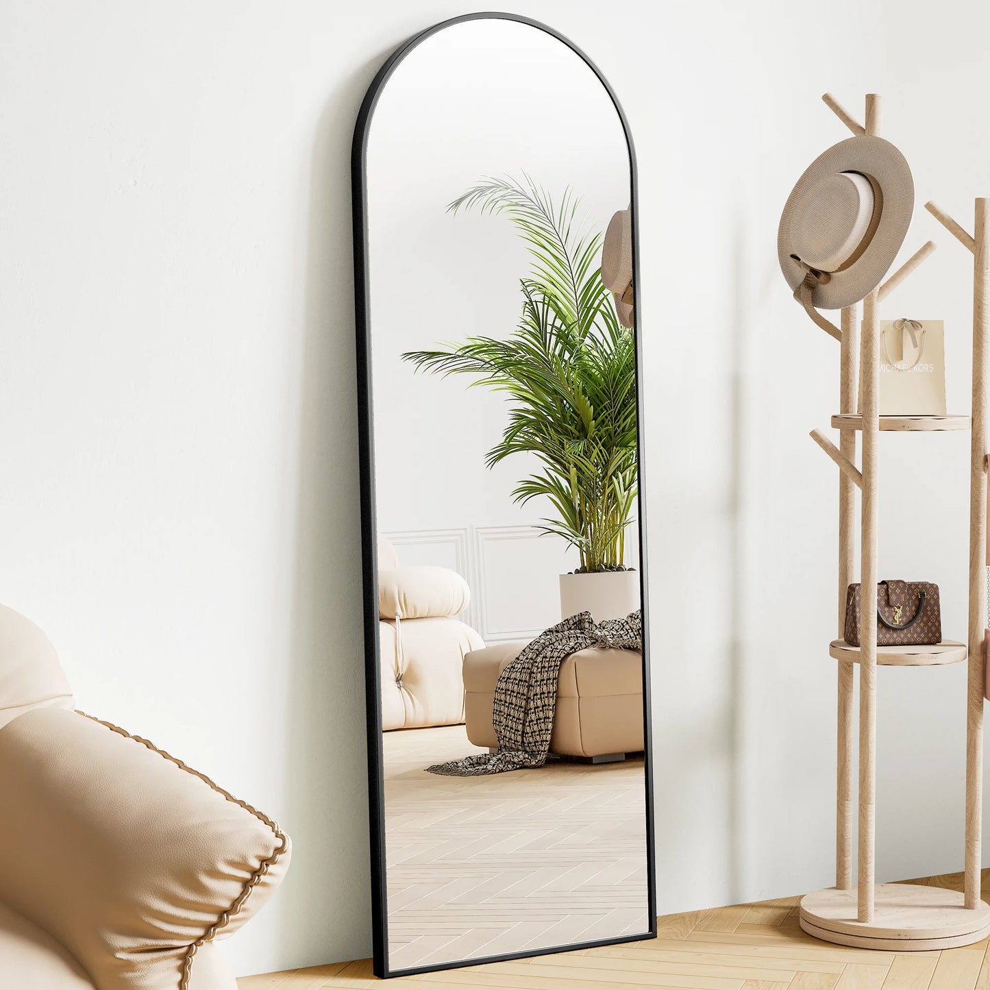 JHK Wall Mirror Aluminum Alloy Frame Standing Or Leaning