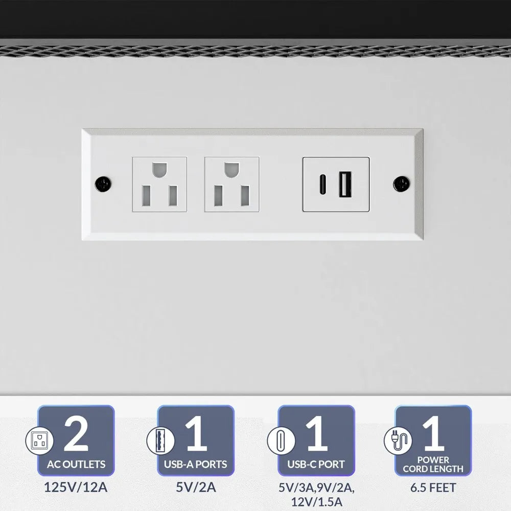 3-Drawer Mobile File Cabinet Desk with Ultra-Fast USB Type A/C Outlet, Rolling Printer Stand with 2-Tier Open Shelves