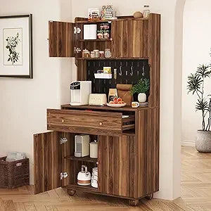 Kitchen Pantry Cabinet Countertop Microwave Stand Hutch