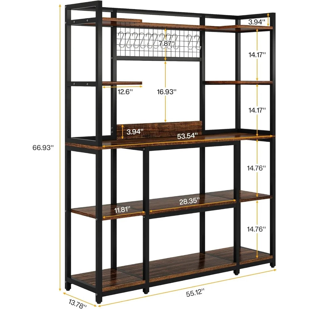 Kitchen Bakers Rack 5 Tier Microwave Stand With Metal Frame