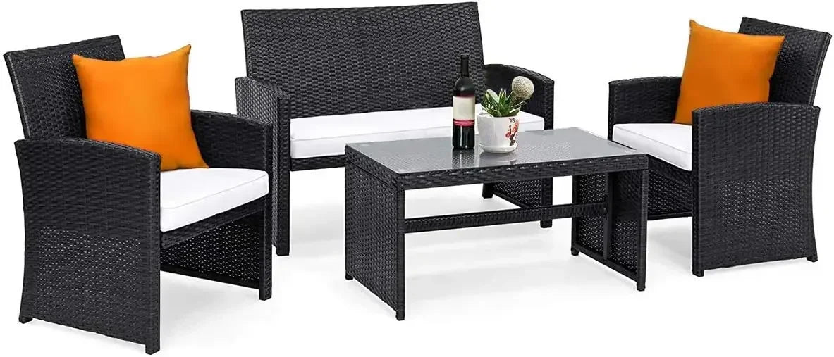 GUANGBAI Rattan Patio Set Outdoor Wicker Sofa Table