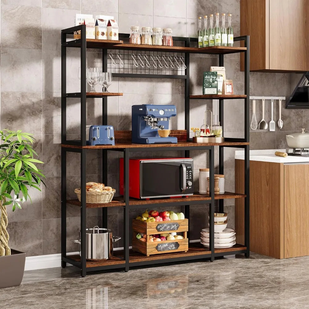 Kitchen Bakers Rack 5 Tier Microwave Stand With Metal Frame