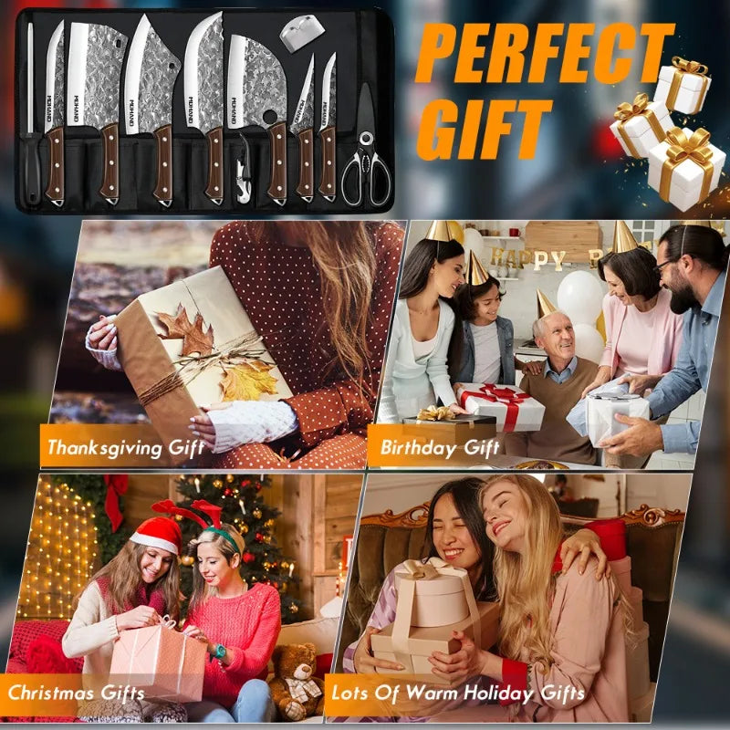 14PCS Japanese Chef Knife Set High Carbon Steel Sharp Blade for Meat Slicing Peeling Chopping Cooking Kitchen Knives Set