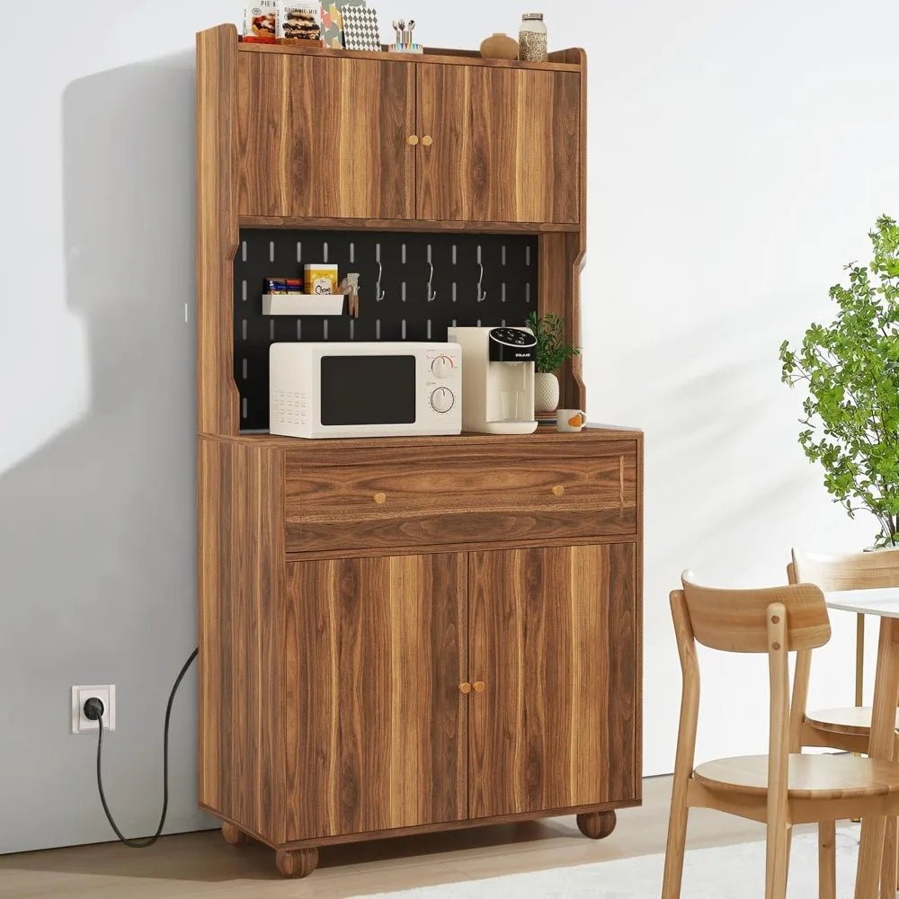 Kitchen Pantry Cabinet Countertop Microwave Stand Hutch