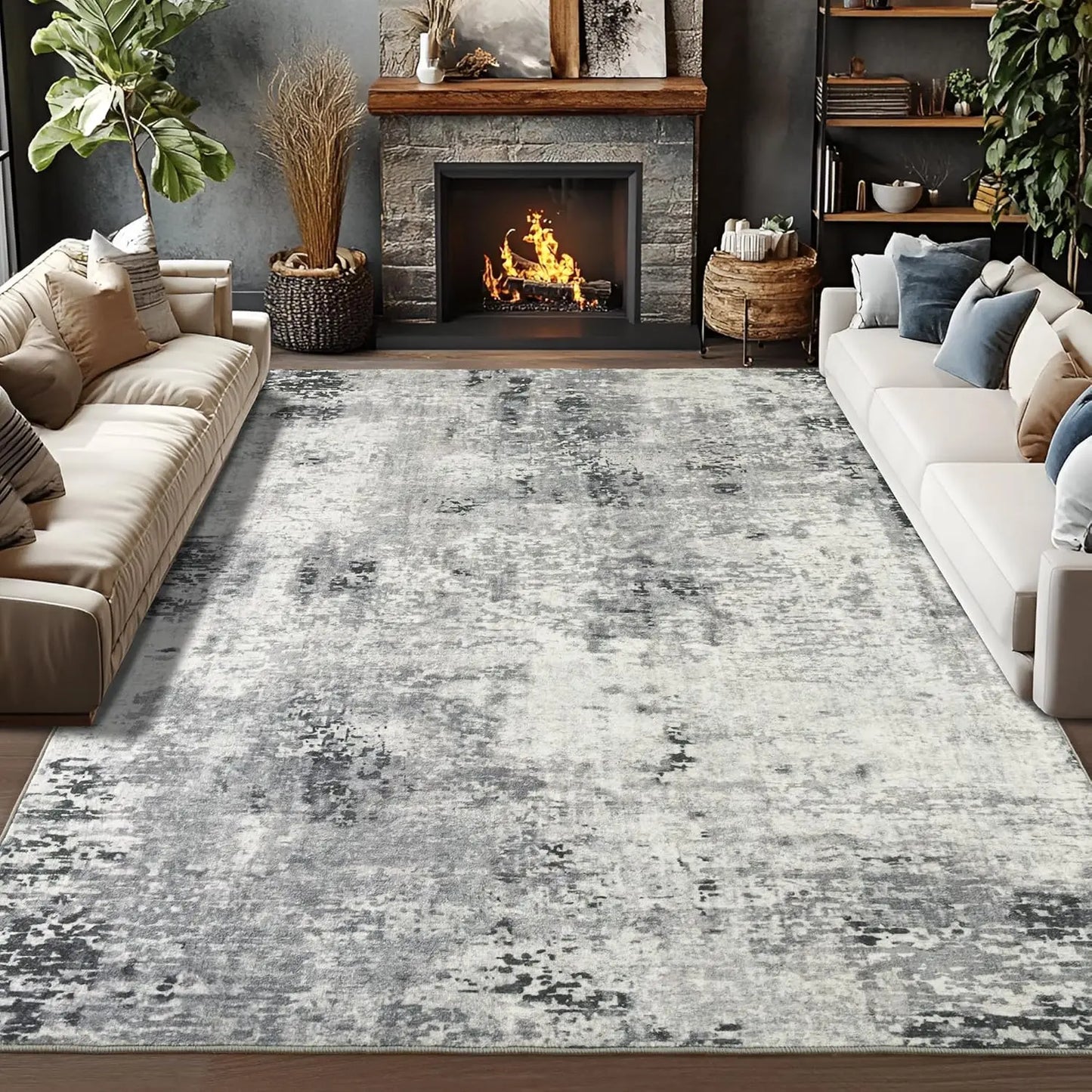 NoahasCN Living Room Area Rug Modern Abstract Non Slip