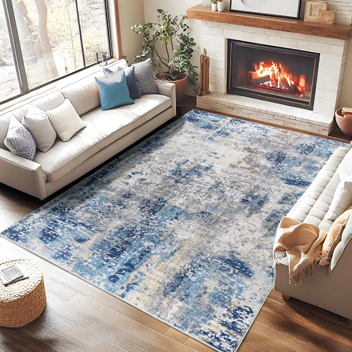 NoahasCN Living Room Area Rug Modern Abstract Non Slip