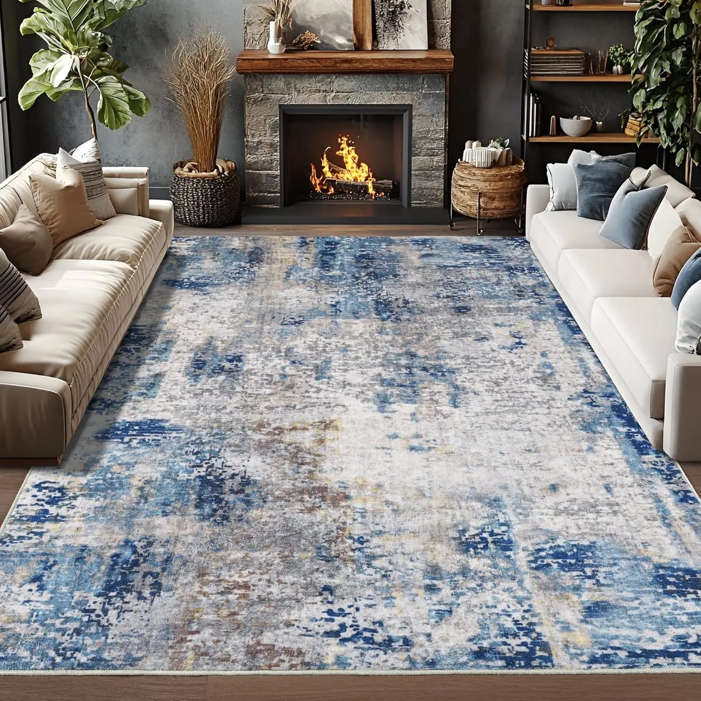 NoahasCN Living Room Area Rug Modern Abstract Non Slip