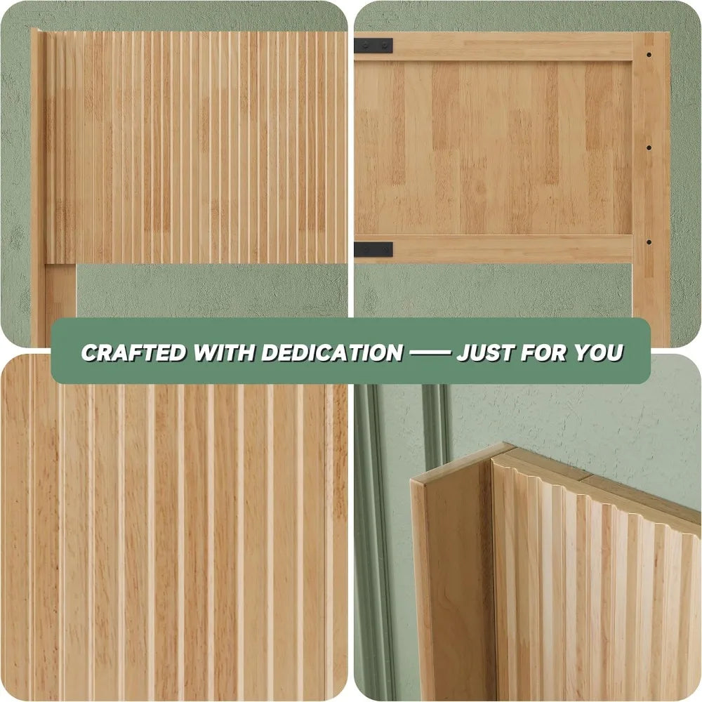 Queen Size, 64.6" Wide Wooden Queen Headboard Only, Modern Farmhouse Headboards, Wall Mounted Fluted Panel