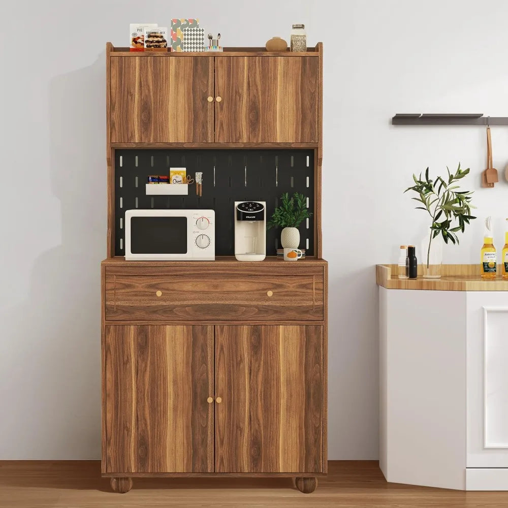 Kitchen Pantry Cabinet Countertop Microwave Stand Hutch