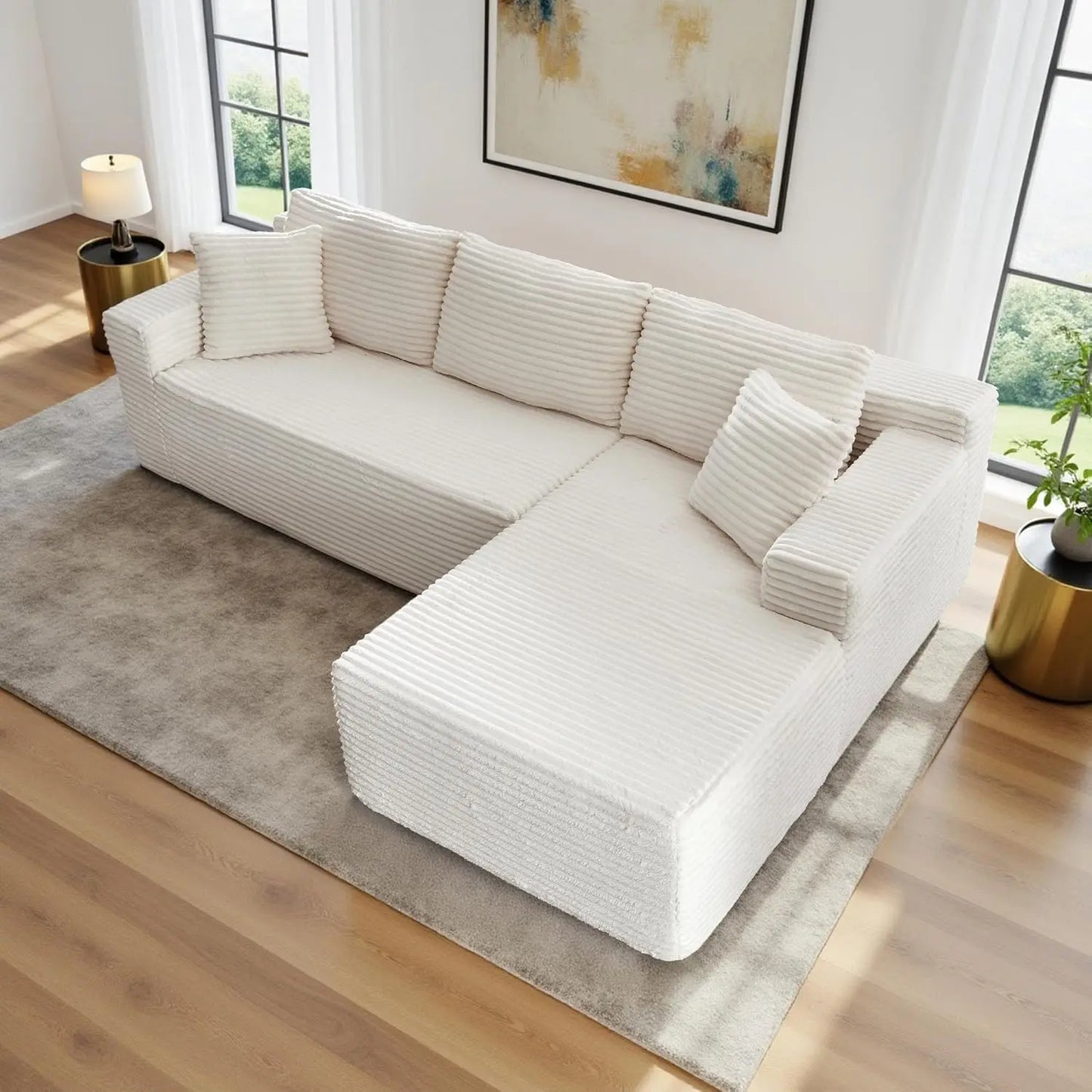 Sectional Couches for Living Room Cloud Couch Sofa with L-Shape Upholstered Boneless Couchs Modern Modular Sectional Couch