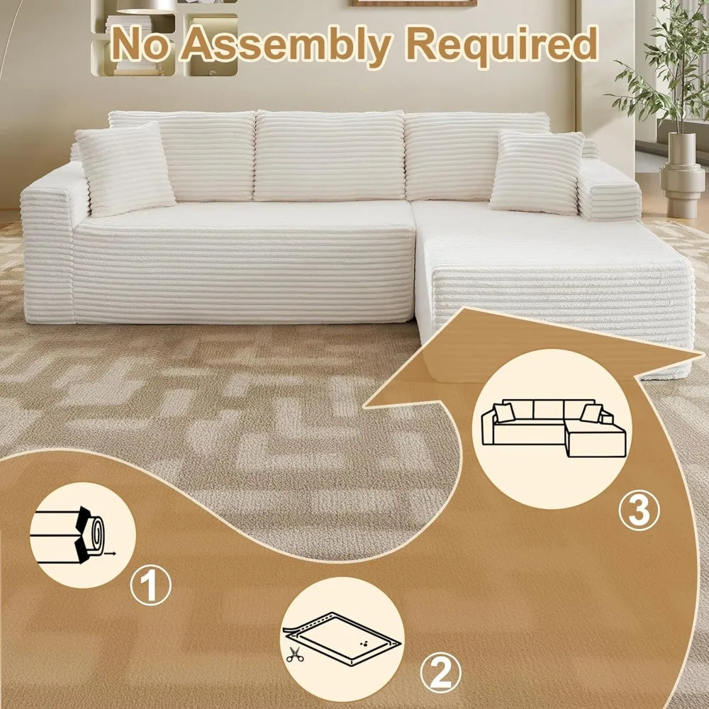 Sectional Couches for Living Room Cloud Couch Sofa with L-Shape Upholstered Boneless Couchs Modern Modular Sectional Couch