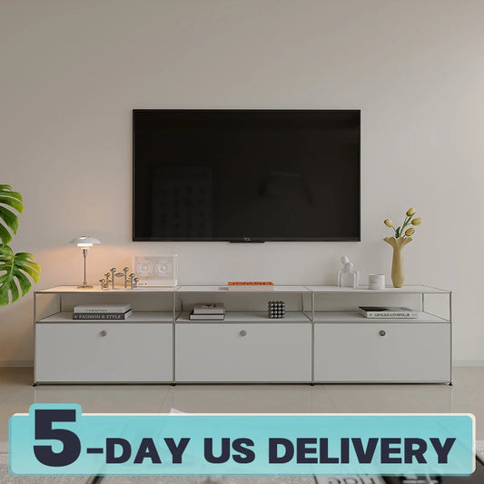 Bigcityfur TV Stand Storage Cabinet Metal Living Room