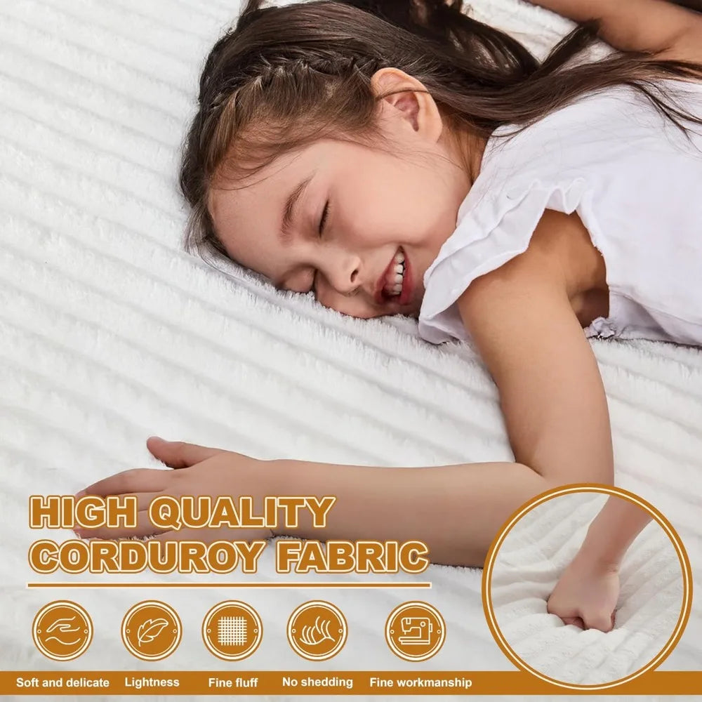 Sofa Bed 4-in-1 Boneless Couch Oversized Corduroy Upholstered Sleeper Sofa with Loveseat Couches for Living Room Futon