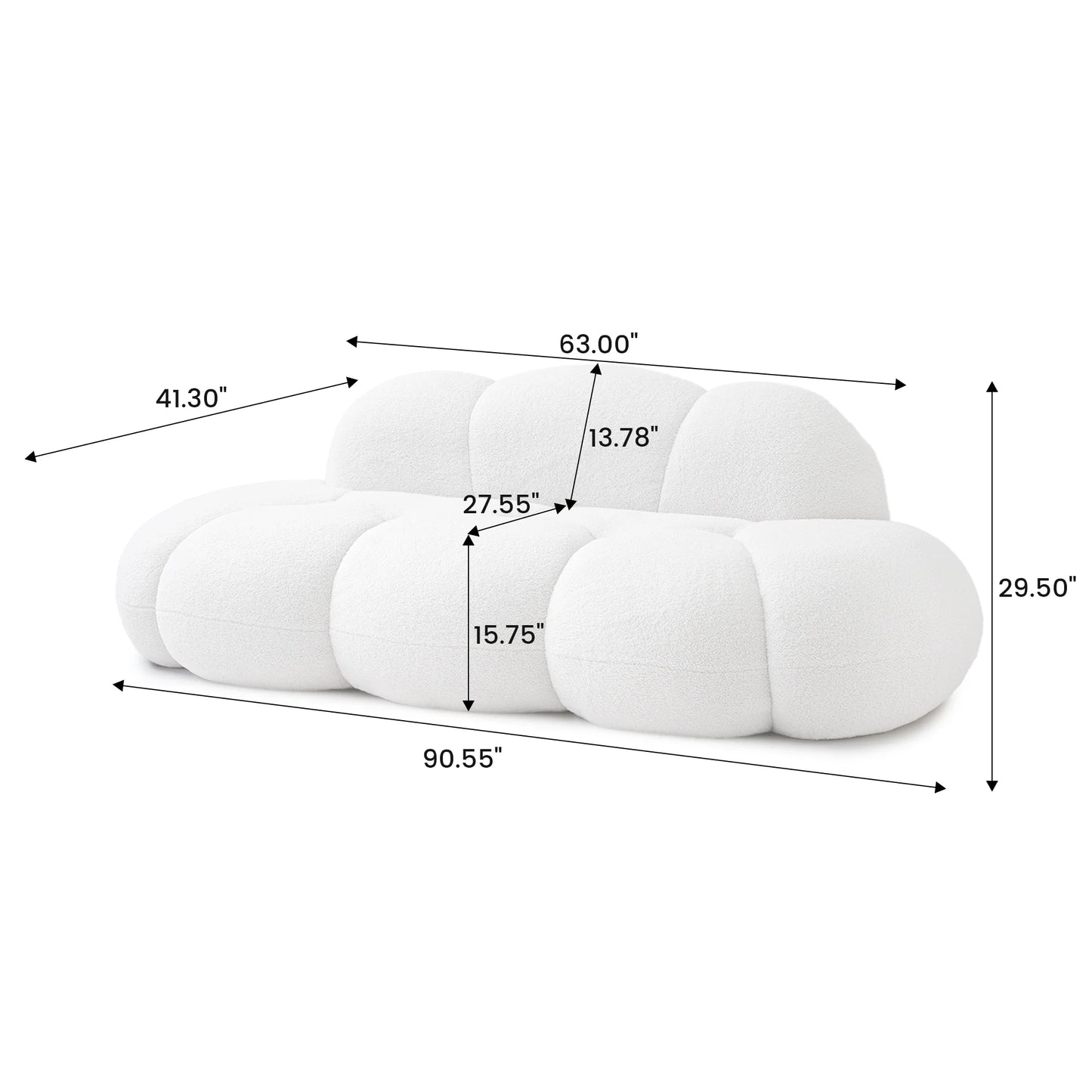 Sdorens Modern Cloud Shaped Couches for Living Room Comfy Upholstered Cloud Shaped Leisure Sofa Couch for Bedroom Apartment