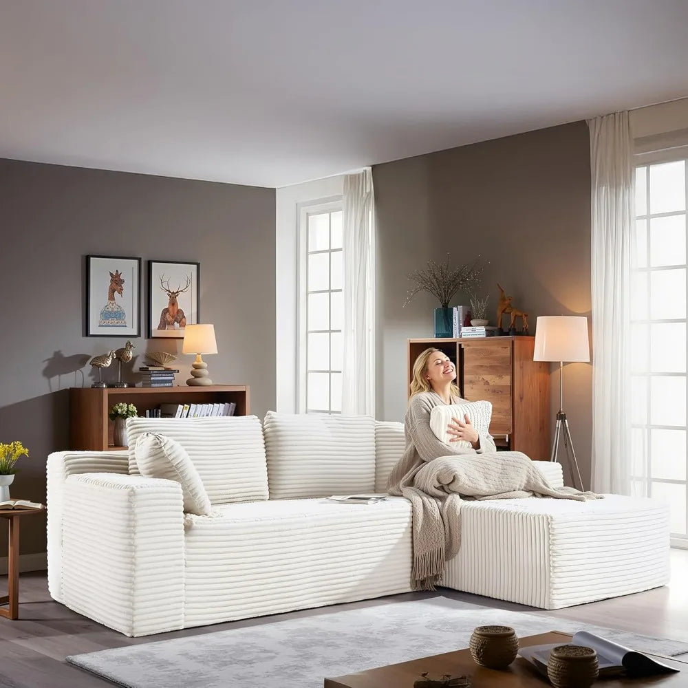 Sectional Couches for Living Room Cloud Couch Sofa with L-Shape Upholstered Boneless Couchs Modern Modular Sectional Couch