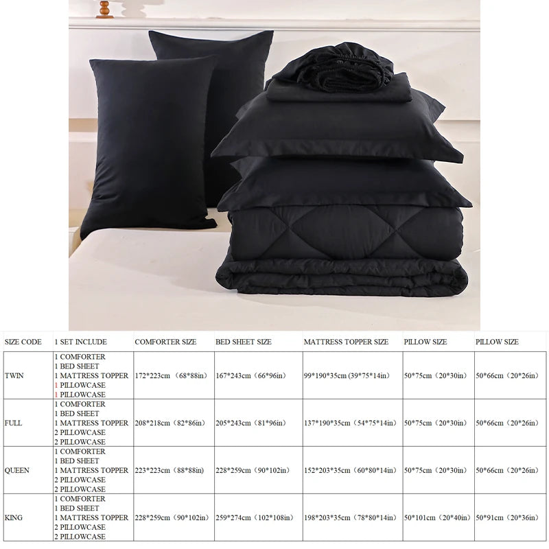 Twin Full Queen King Comforter Mattress Topper Bed Sheet And Pillowcases White Set In A Carton