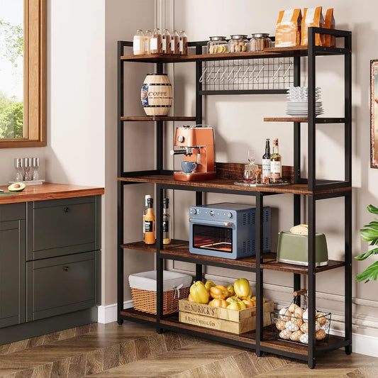 Kitchen Bakers Rack 5 Tier Microwave Stand With Metal Frame