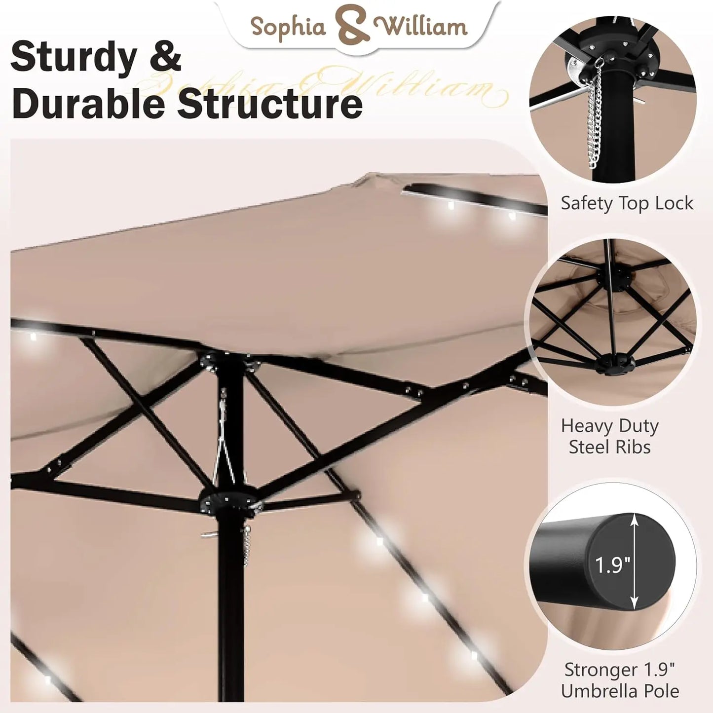 Heavenly HomeDecor Patio Umbrella With Solar Lights