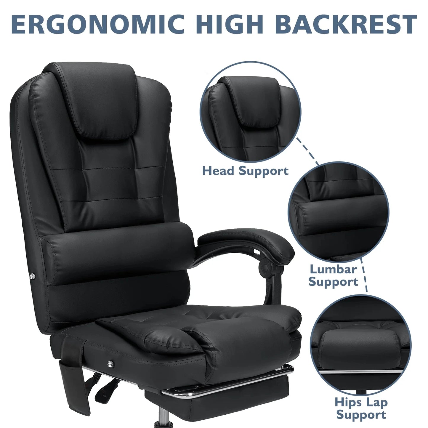 Hommpa Office Chair Massage High Back Leather Footrest