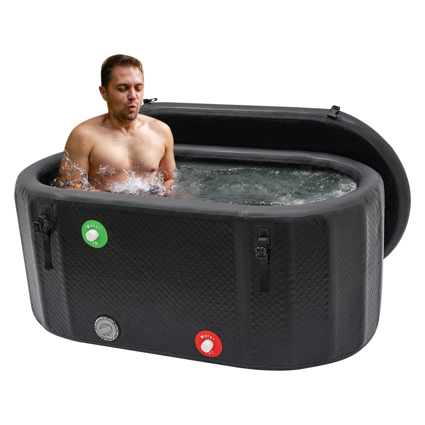 132*70cm Ice Bath Tub Cold Water Therapy Plunge Tub for Athletes Outdoor Ice Barrel Plunge Pool Inflatable Folding Bathtub