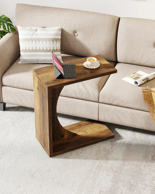 Tribesigns C-Shaped End Table, C Table for Sofa, Small Over Couch Tray, Side Table for Living Room, Bedroom