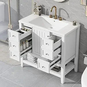 Harper & Bright Designs 36" Bathroom Vanity with Sink, Free Standing Single Basin Vanity Set with One Cabinet and Three Drawers,