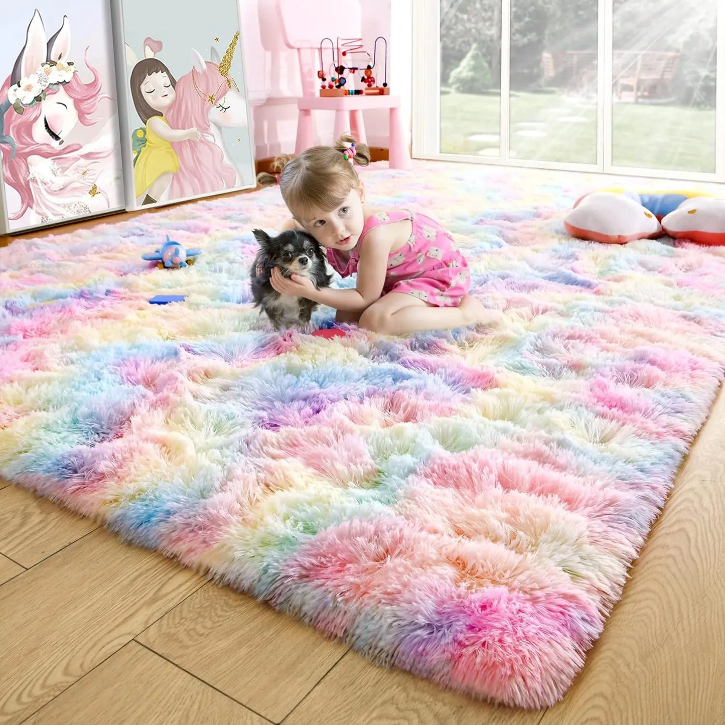 Aubusson Fluffy Area Rug For Living Room And Bedroom
