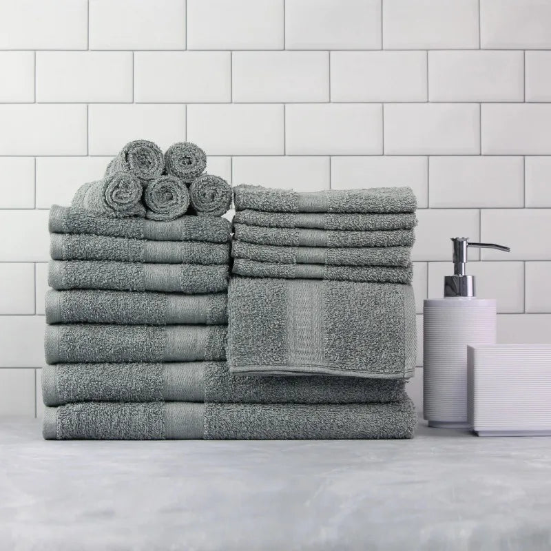 100 Percent Cotton Towel Set 18 Piece Bath Towels Deluxe
