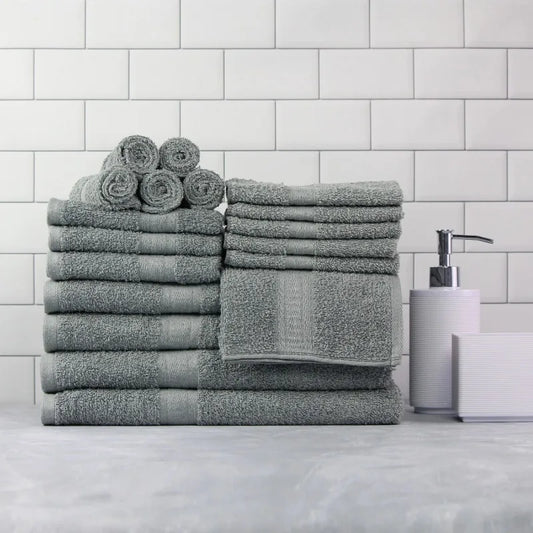 100 Percent Cotton Towel Set 18 Piece Bath Towels Deluxe