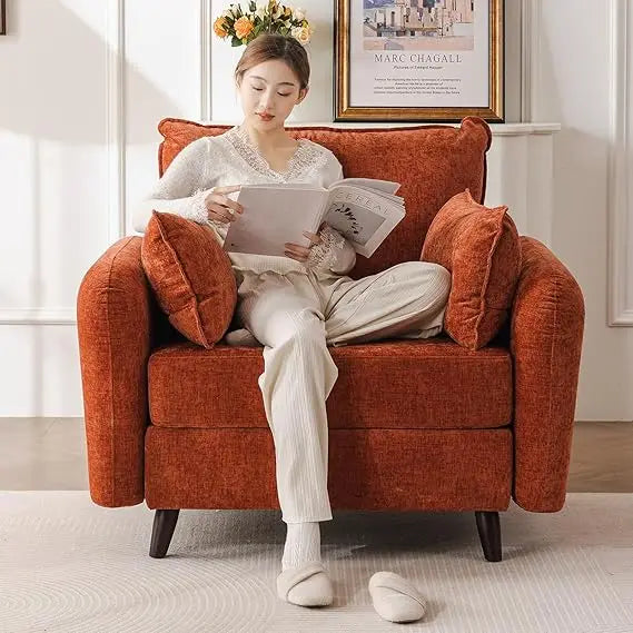 Oversized Accent Chair with All Seats Storage,Comfy Living Room Chairs with 2 Throw Pillow,Upholstered Mid-Century Armchair,24.5