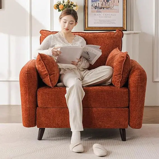 Oversized Accent Chair with All Seats Storage,Comfy Living Room Chairs with 2 Throw Pillow,Upholstered Mid-Century Armchair,24.5