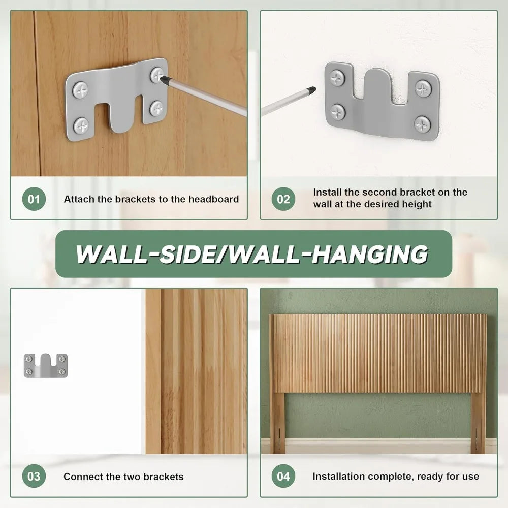 Queen Size, 64.6" Wide Wooden Queen Headboard Only, Modern Farmhouse Headboards, Wall Mounted Fluted Panel