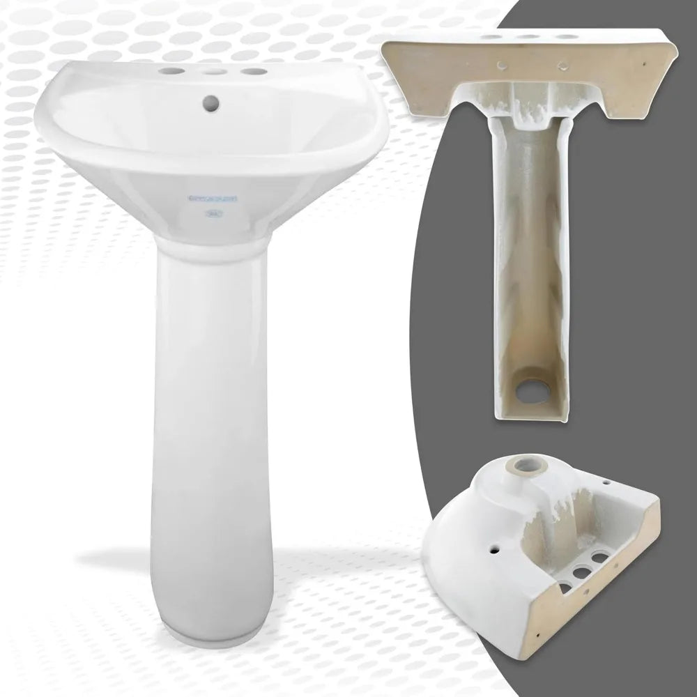 Ondine Ceramic Pedestal Bathroom Sink With Overflow