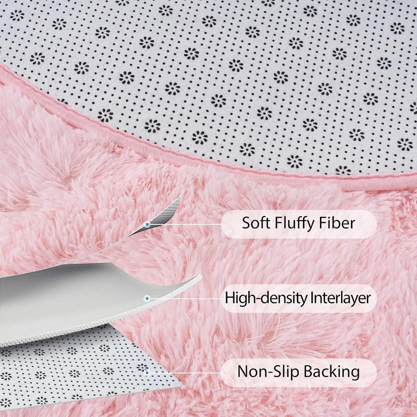 Aubusson Oval Fluffy Area Rug Plush Shaggy Bedroom Mat