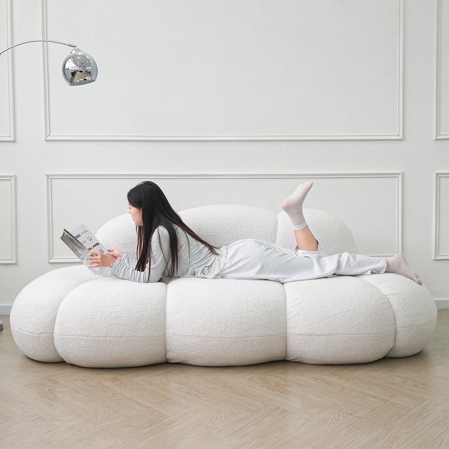 Sdorens Modern Cloud Shaped Couches for Living Room Comfy Upholstered Cloud Shaped Leisure Sofa Couch for Bedroom Apartment