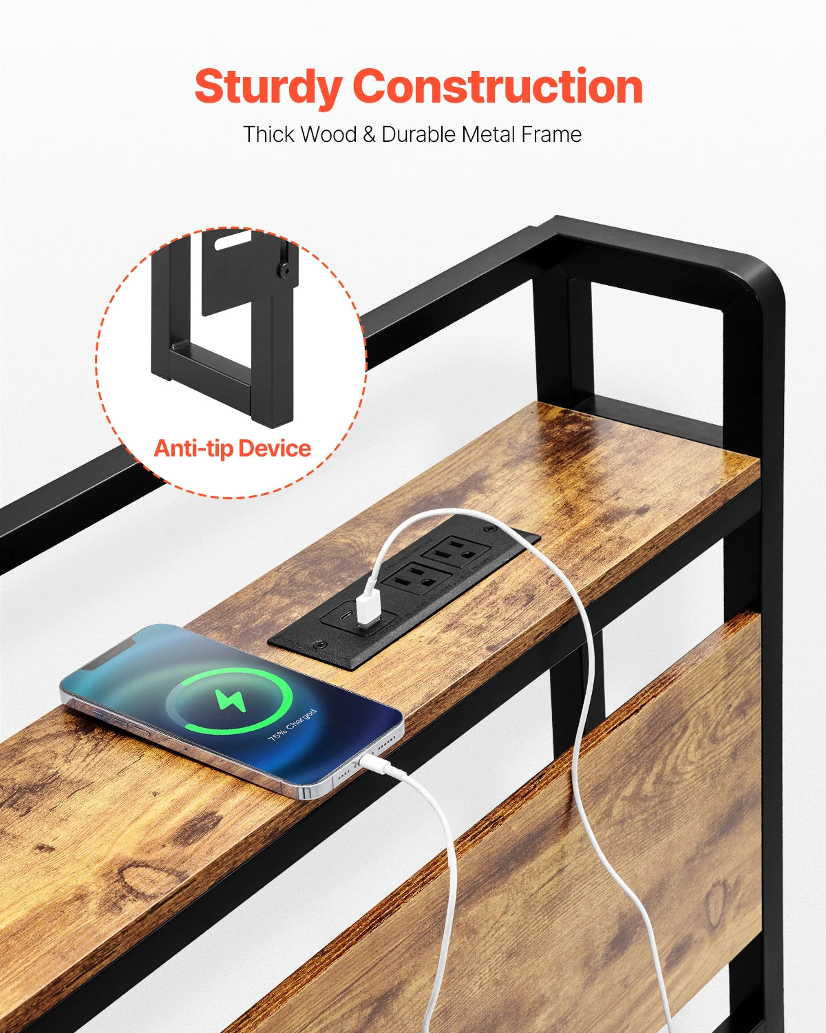 VEVOR Bed Headboard King Size Freestanding Head Board with Outlets & USB Port Adjustable Headboard for Different Bed Frames