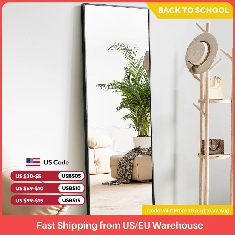 JHK Wall Mirror Aluminum Alloy Frame Standing Or Leaning