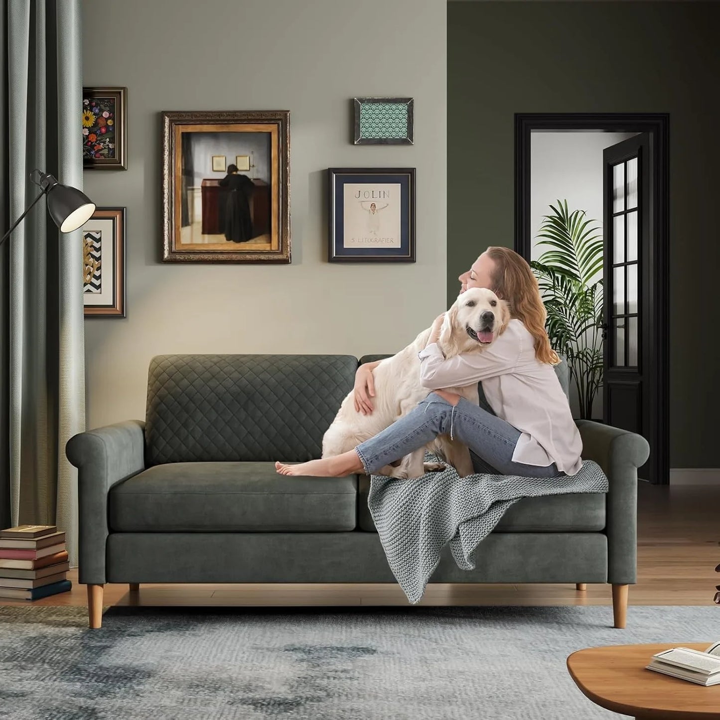 65" Loveseat, Comfy Small Couch,Mid Century Modern Decor Loveseat Sofa,Couches for Living Room,2-Seat Sofa Living Room Furniture