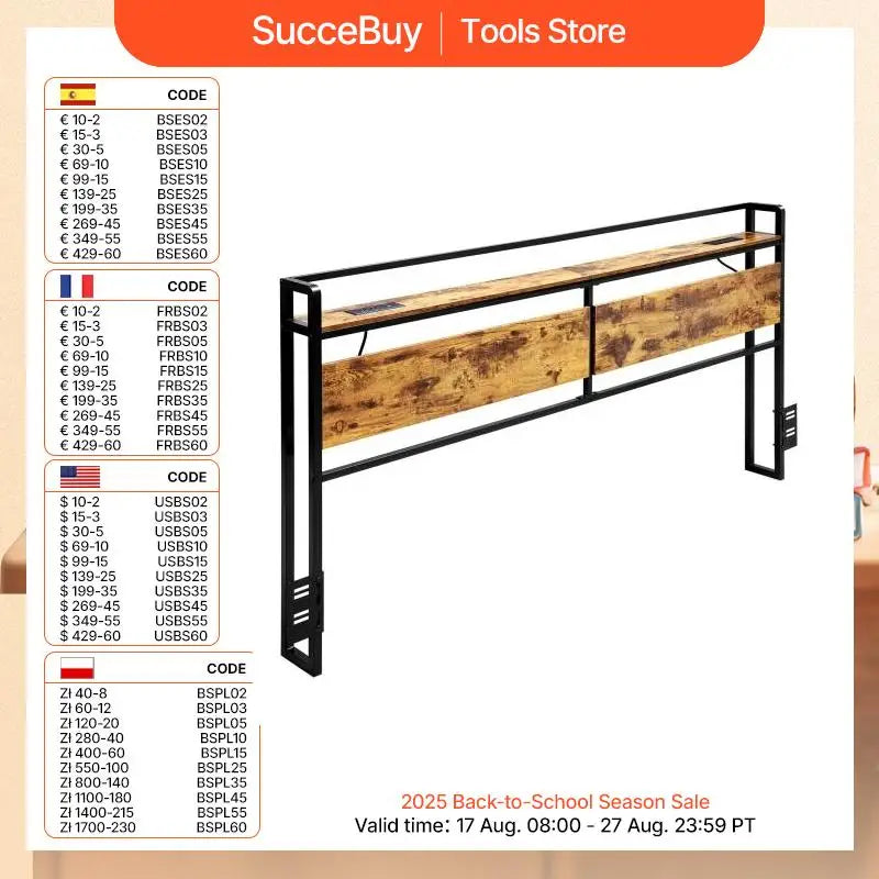 VEVOR Bed Headboard King Size Freestanding Head Board with Outlets & USB Port Adjustable Headboard for Different Bed Frames