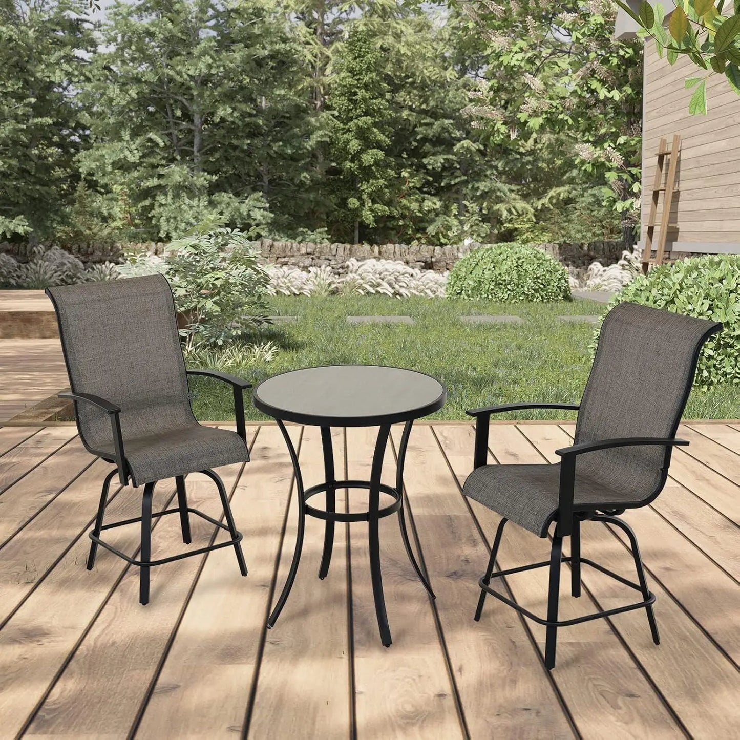 Heavenly HomeDecor 3 Piece Patio Bar Set With Swivel Stools