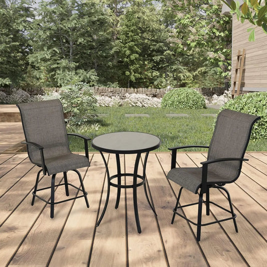 Heavenly HomeDecor 3 Piece Patio Bar Set With Swivel Stools