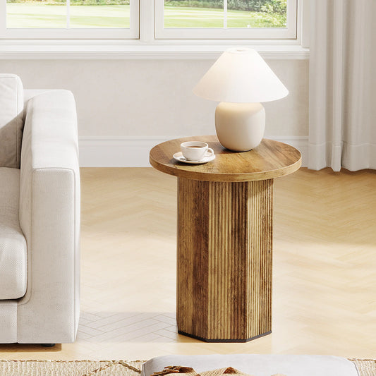 Tribesigns Round End Table for Living Room, Industrial Circle Side Table, Narrow Nightstand for Small Spaces, Living Room