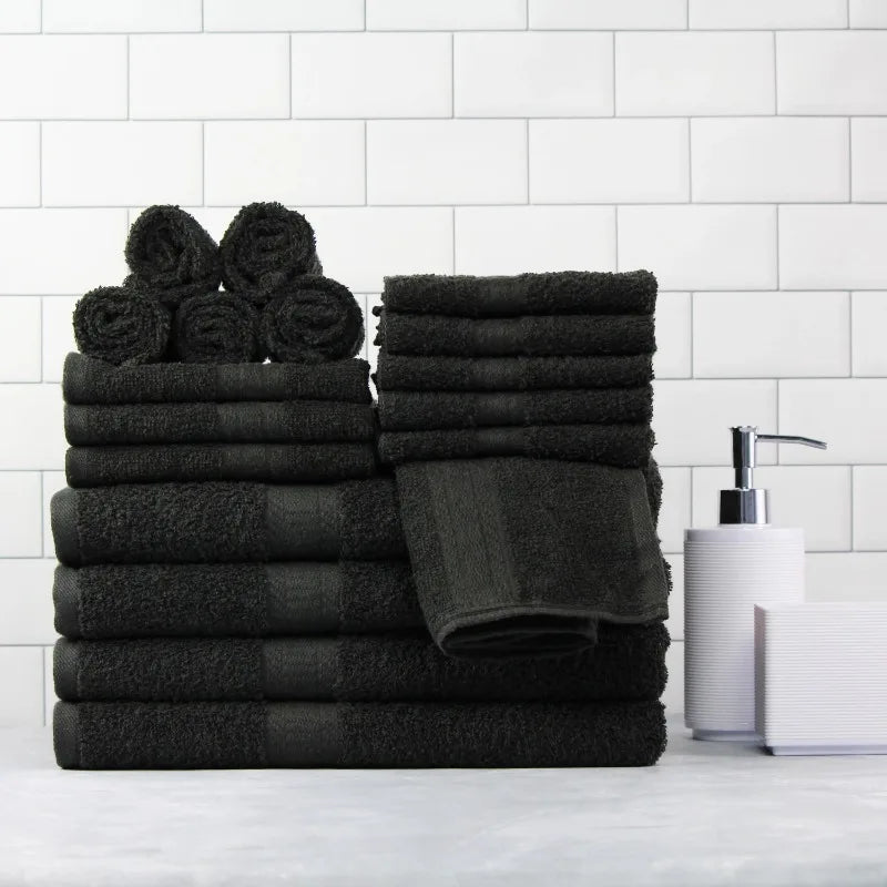 100 Percent Cotton Towel Set 18 Piece Bath Towels Deluxe