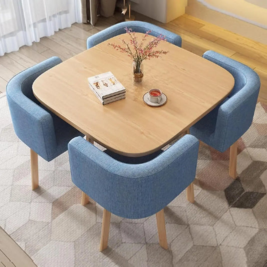 Round/Square Modern Dining Table Set, Conference Table With 4 Chairs for Small Meeting Room, Kitchen and Living Room