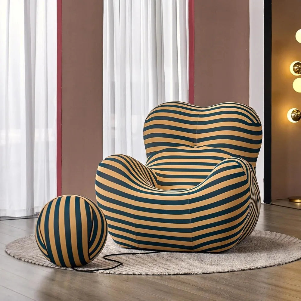 Striped Compression Sofa, No - Assembly, Breathable Comfort, Mom - Hug Shape, for Living Room/Bedroom/Office