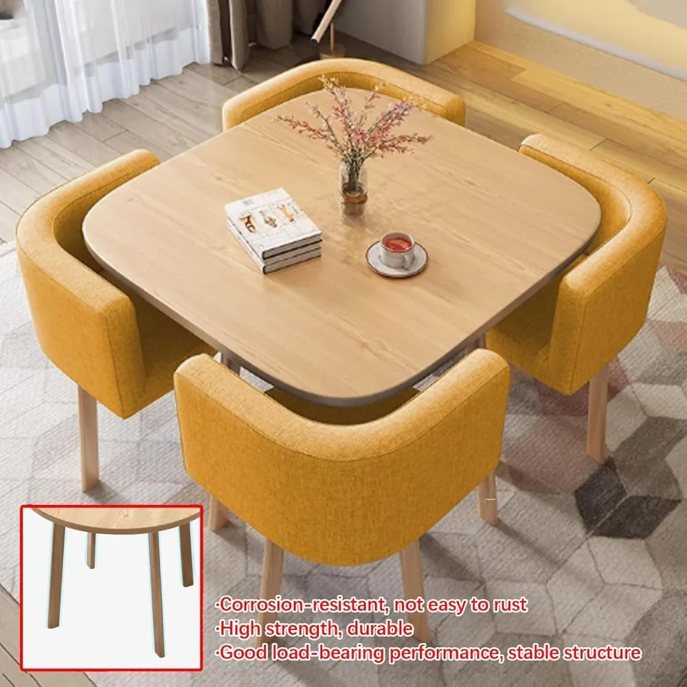 Round/Square Modern Dining Table Set, Conference Table With 4 Chairs for Small Meeting Room, Kitchen and Living Room