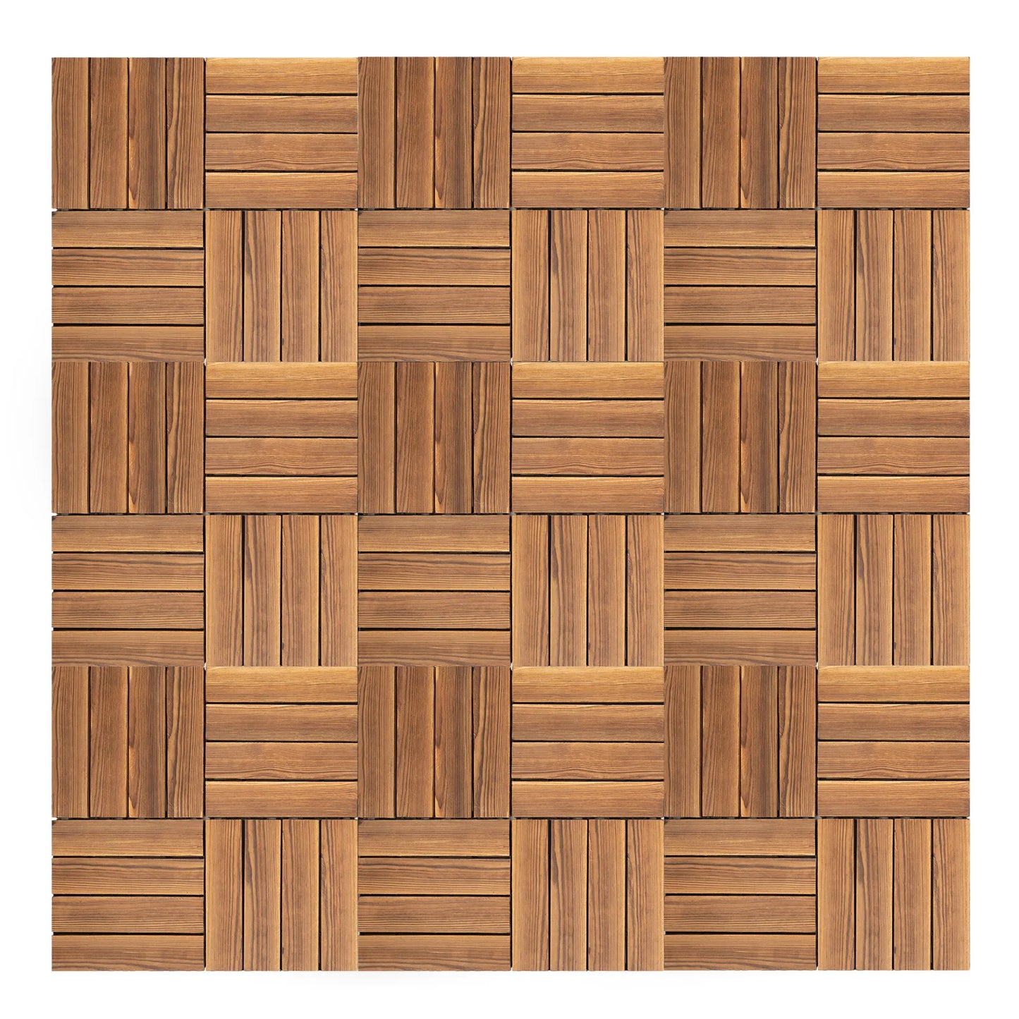 Wood Interlocking Deck Tiles 12x12 Brown Waterproof Patio
