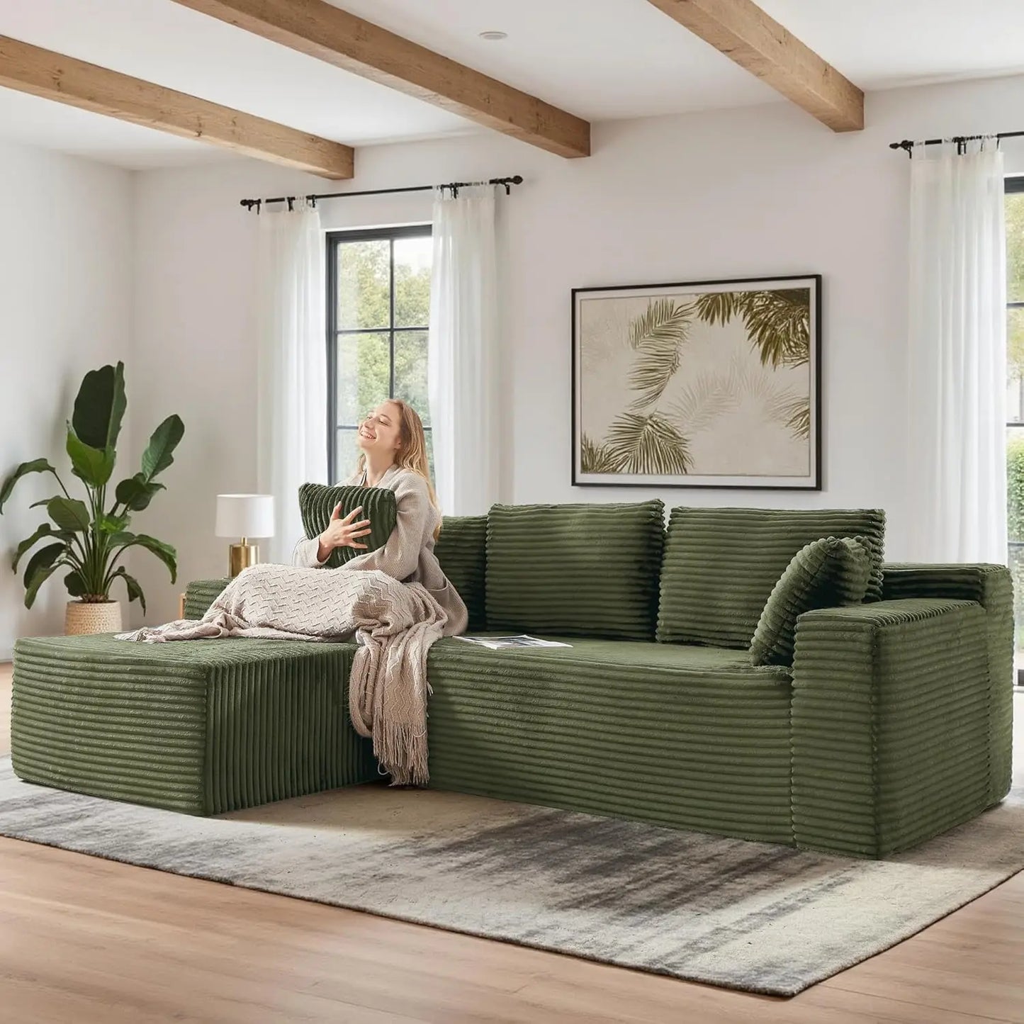 Sectional Couches for Living Room Cloud Couch Sofa with L-Shape Upholstered Boneless Couchs Modern Modular Sectional Couch