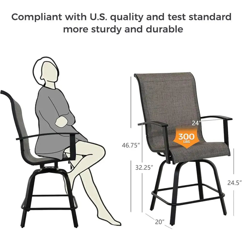 Heavenly HomeDecor 3 Piece Patio Bar Set With Swivel Stools