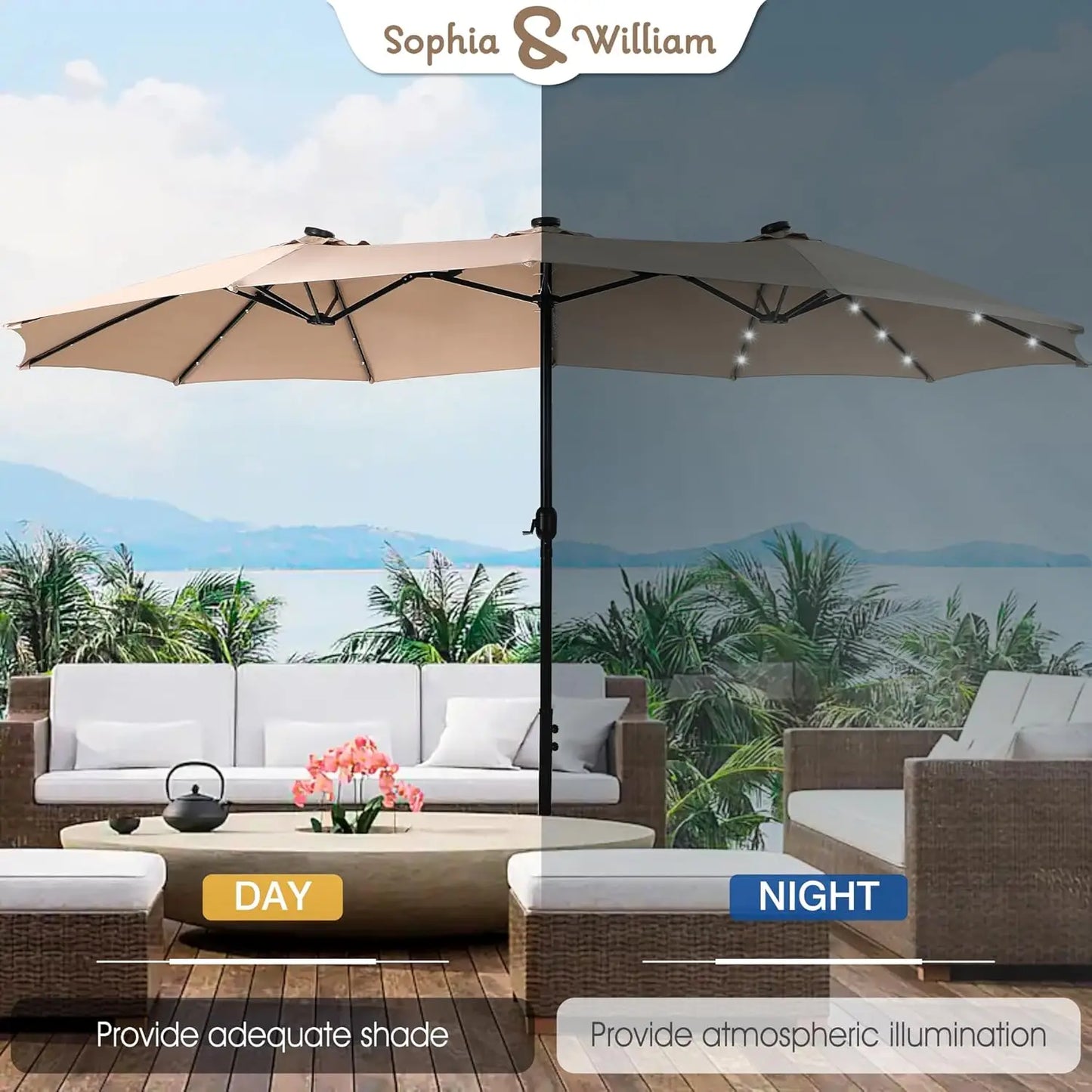 Heavenly HomeDecor Patio Umbrella With Solar Lights